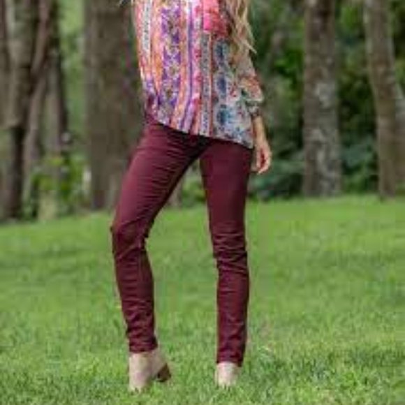 Red Engine Purple Burgundy Cayenne Low Rise Skinny Jeans Size 32 NEW - Picture 6 of 13